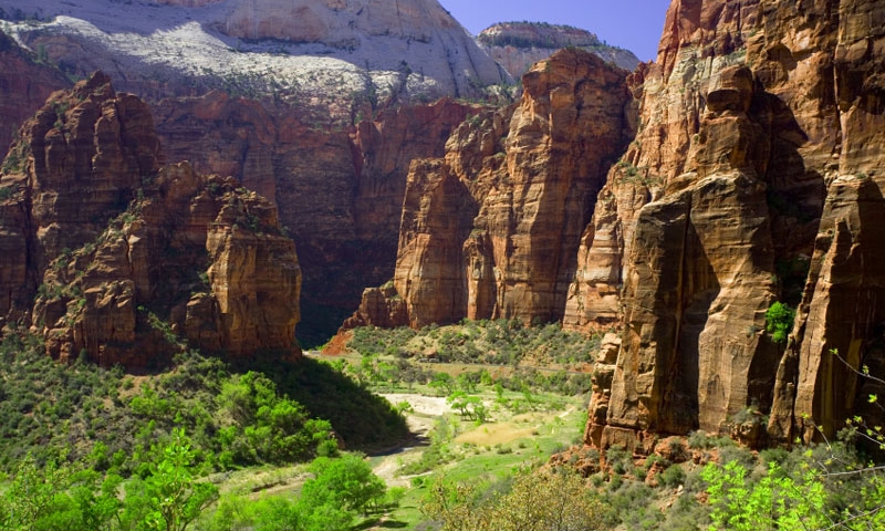 Looking across Zion Canyon to Angels Landing